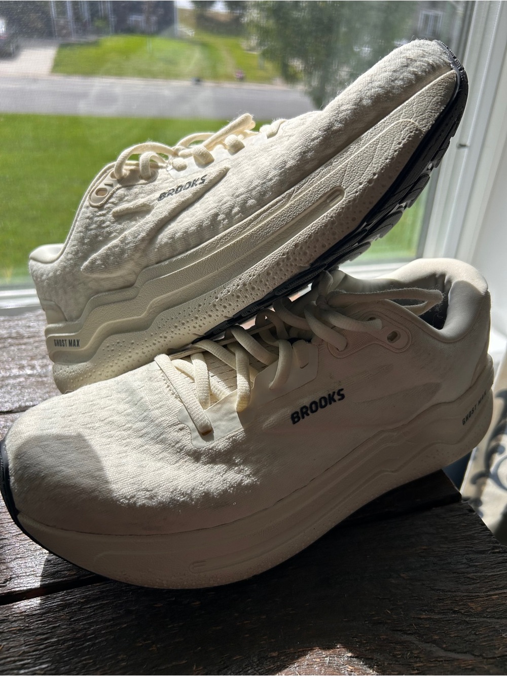 Brooks Ghost Max Women's Cream Athletic Running Shoes with Black Outsole